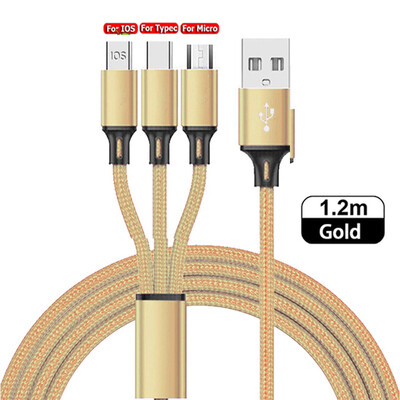 4 в 1/3 в 1 Micro USB Type C Кабел за бързо зареждане 3A Кабел за телефонна линия за данни за бързо зареждане за Iphone 15 14 Xiaomi Huawei USB C