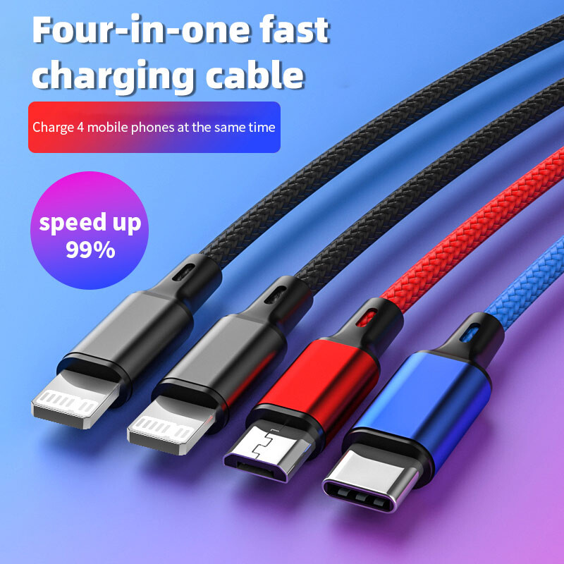 4 в 1/3 в 1 Micro USB Type C Кабел за бързо зареждане 3A Кабел за телефонна линия за данни за бързо зареждане за Iphone 15 14 Xiaomi Huawei USB C