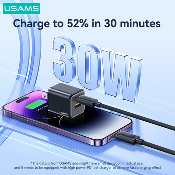 Καλώδιο USB C USAMS 30W PD για iPhone 14 Pro Max Ριγέ γρήγορη φόρτιση Καλώδιο USB τύπου C για iPhone 13 12 11 XS Φορτιστής καλωδίου