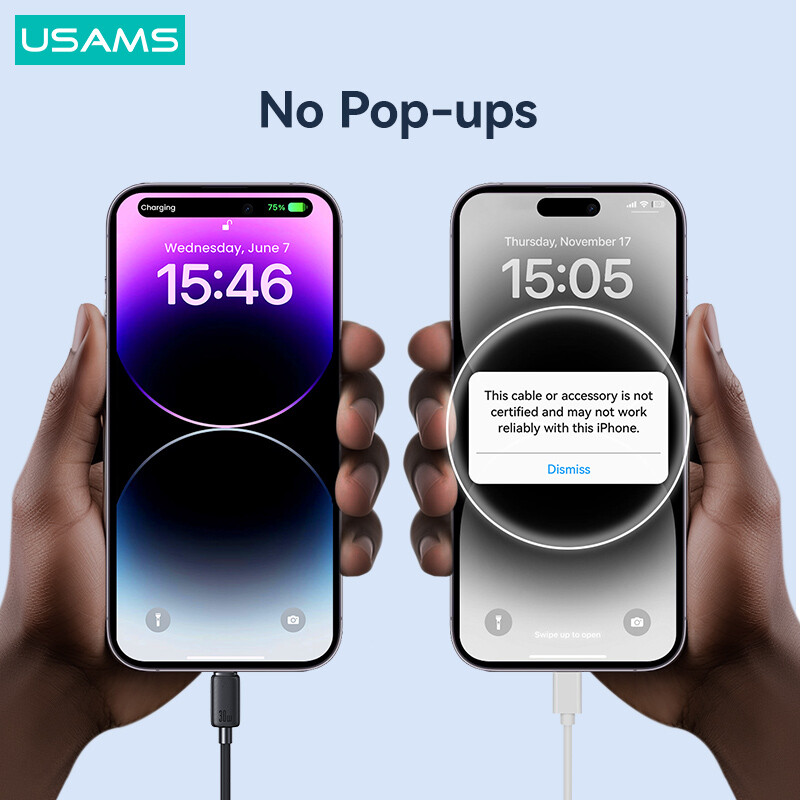 USAMS 30W PD USB C кабел за iPhone 14 Pro Max раиран USB кабел за бързо зареждане тип C за iPhone 13 12 11 X XS кабелно зарядно устройство