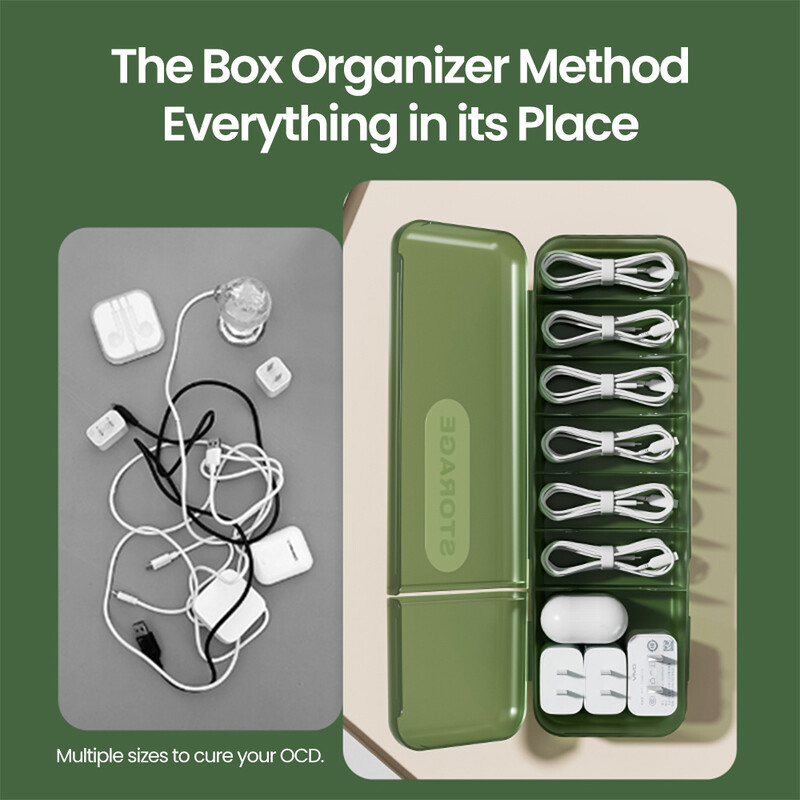 Kutija za pohranu kabela sa 7 odjeljaka Organizator Kutija za pohranu kabela punjača Višekratna upotreba Kutija za pohranu kabela Upravljanje za kućna putovanja