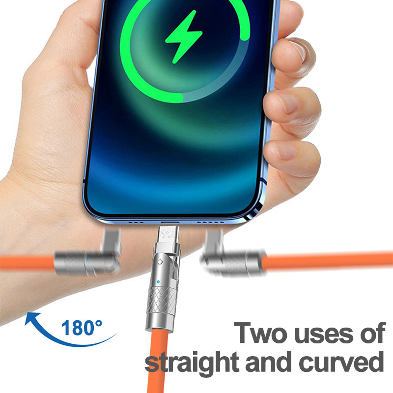 120W 6A silikonski kabel USB C kabel punjača za iPhone 14 13 12 11 Pro Max Mini 180 rotirajući ultra brzi kabel za punjenje tipa C