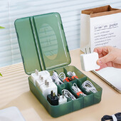 Кутия за органайзер за кабели Преносима кутия за съхранение на кабел за данни с много отделения за организация на домашния офис Кабел за зарядно устройство за електроника