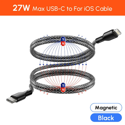 Magnetski 100W najlonski kabel 27W brzo punjenje PD USB C na iOS za iPhone 15 14 13 12 Pro max Samsung S23 S22 Type C spiralni magnet
