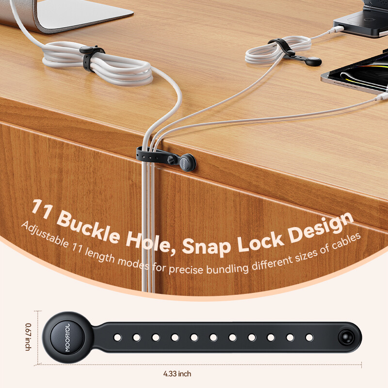 „Joyroom“ 12/6 vnt. magnetiniai kabelių valdymo raiščiai Vielų laikiklis 11 cm kabelių laikiklis, reguliuojamas kabliuko ir kilpos laikiklio dirželiai namams