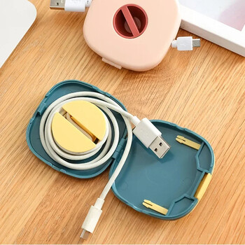 1PC Cable Organizer Περιστρεφόμενο κιβώτιο περιτυλίγματος καλωδίου Πλαστικό φορητό θήκη αποθήκευσης καλωδίου Θήκη τηλεφώνου ποντίκι Καλώδιο αποθήκευσης ακουστικών