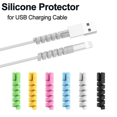 10 buc. Protector de cablu din silicon Cablu de încărcare Spiral Winder Capat de sârmă Protectoare pentru protecția cablului pentru telefon Accesorii pentru cablu încărcător USB