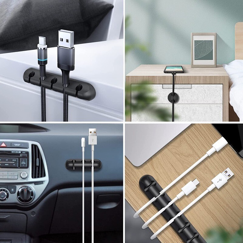 Органайзер за USB кабели Устройство за навиване на тел Силиконов фиксатор за вратовръзка Организатор за управление на кабели Щипка за кабел Офис Държач за кабели за настолен телефон