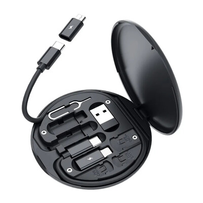 Преносима кутия за съхранение на кабел за данни с държач за телефон Компактен лек кабелен адаптер Глава за преобразуване Органайзер Довършителна кутия