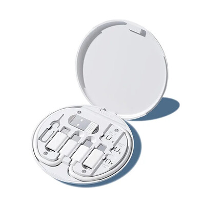 Преносима кутия за съхранение на кабел за данни с държач за телефон Компактен лек кабелен адаптер Глава за преобразуване Органайзер Довършителна кутия