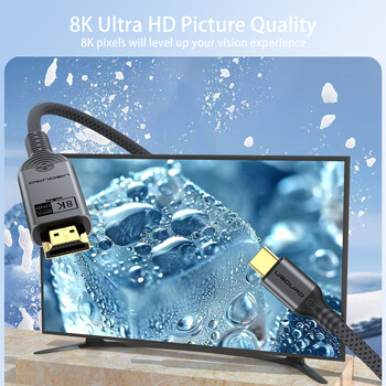 UGOURD USB Type C σε HDMI 2.1 8K 4K HDTV Μετατροπέας HDMI 2.0 Συμβατό καλώδιο 8K/60Hz 4K120Hz για MacBook Pro iPad Pro Samsung