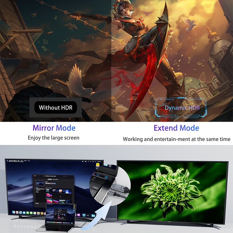 UGOURD USB tip C u HDMI 2.1 8K 4K HDTV pretvarač HDMI 2.0 kompatibilni kabel 8K/60Hz 4K120Hz za MacBook Pro iPad Pro Samsung