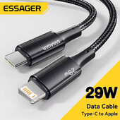 Essager USB C kabel za IPhone 14 13 12 11 pro Max Xs Plus 29W kabel za brzo punjenje tipa C do žice za osvjetljenje datuma za ipad Macbook