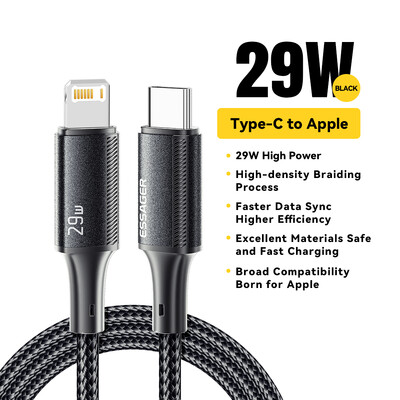 Essager USB C kabel za IPhone 14 13 12 11 pro Max Xs Plus 29W kabel za brzo punjenje tipa C do žice za osvjetljenje datuma za ipad Macbook