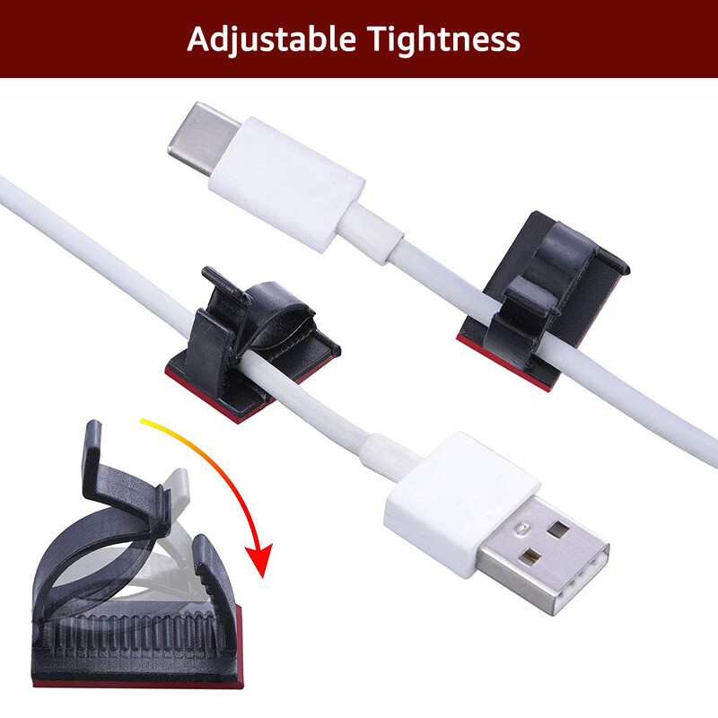 Untoom Cable Organizer Kabelių valdymo spaustukai Ausinių pelė Laido tvarkyklė Laido laikiklis Lankstus USB kabelio vyniotuvas, skirtas darbalaukio sienai