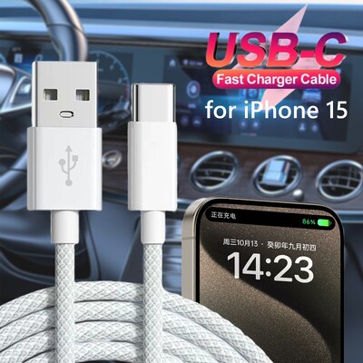 Pentru iPhone 15/15 Pro/15 Pro Max/15 Plus Cablu Carplay USB C Telefon mobil Cablu de încărcare rapidă Cabluri împletite din nailon pentru jocuri cu mașină