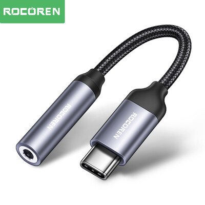 Adaptor pentru căști Rocoren USB tip C la cablu auxiliar de 3,5 mm pentru căști Huawei Honor Oneplus iPhone 15 Plus Pro Max Cablu mufă 3,5