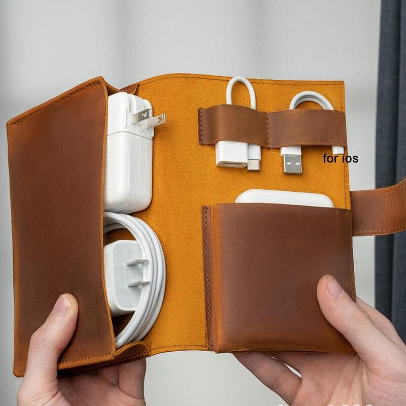Θήκη φόρτισης ηλεκτρονικών ταξιδιών δεδομένων Cable Charger Organizer Θήκη Δερμάτινη εμφάνιση Φορητή θήκη καλωδίου φόρτισης για χώρο εργασίας