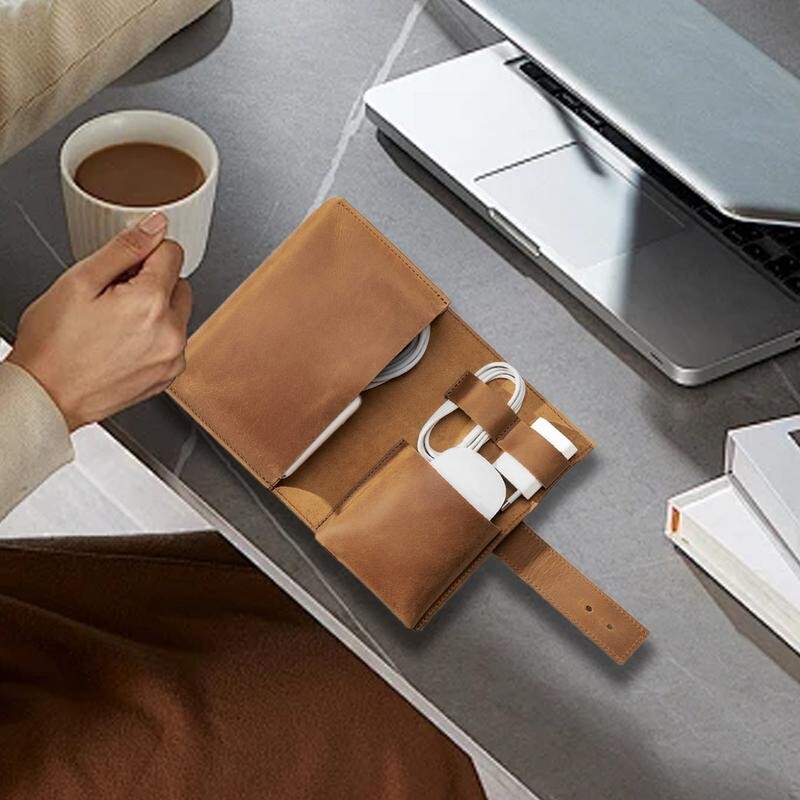 Θήκη φόρτισης ηλεκτρονικών ταξιδιών δεδομένων Cable Charger Organizer Θήκη Δερμάτινη εμφάνιση Φορητή θήκη καλωδίου φόρτισης για χώρο εργασίας