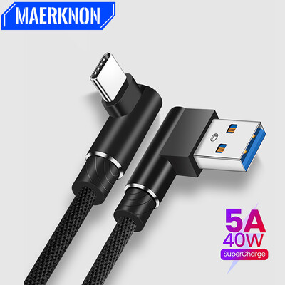 Maerknon 5A USB Type C kabelis Ātrās uzlādes vads priekš xiaomi13 Huawei Samsung iPhone 15 40W USB C lādētāja kabelis TypeC datu vada līnija
