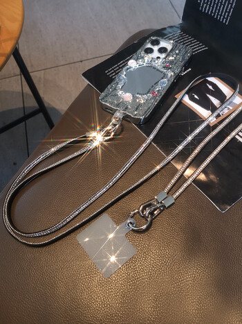 Νέο Rhinestone Crossbody Κινητό Τηλέφωνο με κορδόνι για λαιμό Αντι-χαμένο σχοινί αλυσίδας με μενταγιόν τάσης για θήκη κινητού τηλεφώνου γενικής χρήσης