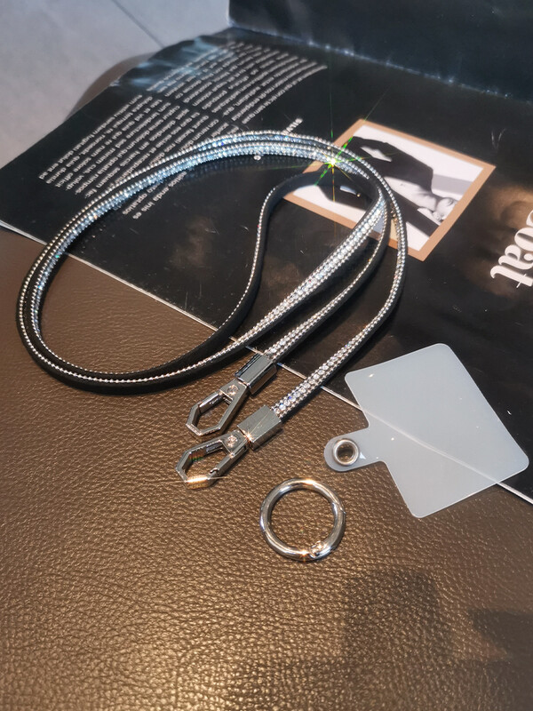 Uus Rhinestone Crossbody Mobiiltelefoni kaelarihm, kaotsiminekuvastane ketitross universaalse klambriga mobiiltelefoni ümbrisega, trendi ripats
