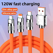 120W USB Micro tip C kabel punjača 3 u 1 silikonski podebljani kabel za brzo punjenje za iPhone 14 13 12 11 pro max Samsung Xiaomi