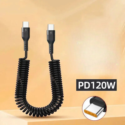 PD 120W opružni USB tip C kabel za iPhone 15 Pro Max Kabel za brzi punjač Dual USB C podatkovni kabel za Samsung Xiaomi Huawei telefon