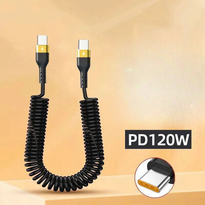 PD 120W opružni USB tip C kabel za iPhone 15 Pro Max Kabel za brzi punjač Dual USB C podatkovni kabel za Samsung Xiaomi Huawei telefon