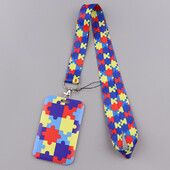 LX1311 Slagalica za svijest o autizmu, remen za oko, privjesak, držač značke, osobna iskaznica, propusnica, uže za vješanje, larijat, uže za privjeske za ključeve, pribor