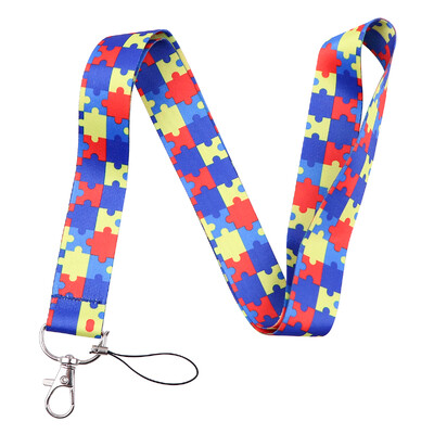 LX1311 Slagalica za svijest o autizmu, remen za oko, privjesak, držač značke, osobna iskaznica, propusnica, uže za vješanje, larijat, uže za privjeske za ključeve, pribor