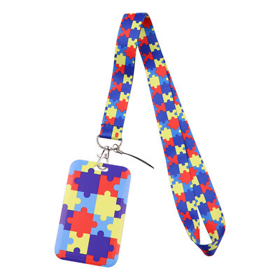 LX1311 Slagalica za svijest o autizmu, remen za oko, privjesak, držač značke, osobna iskaznica, propusnica, uže za vješanje, larijat, uže za privjeske za ključeve, pribor