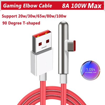 100w Oneplus 12 11 10 Ace 3 Pro Supervooc Kabel punjača 90 stupnjeva Game Elbow Kabel Usb C Super brzo punjenje One Plus Phone Cabo
