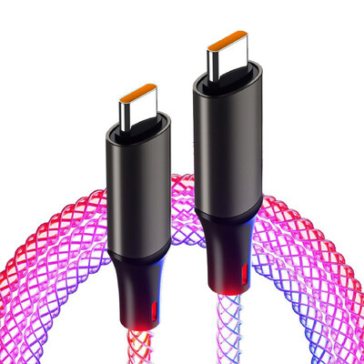 Цветни светещи кабели за данни Бързо зареждане USB A към Type-C кабел за iPhone 15 16 Pro MAX Ipad Samsung Mi USB C кабел за зарядно устройство