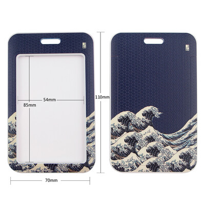 ER511 valuri albastre pictură cataramă șnur Suport card de credit ID geanta student călătorie banca autobuz carte de vizită capac insigna