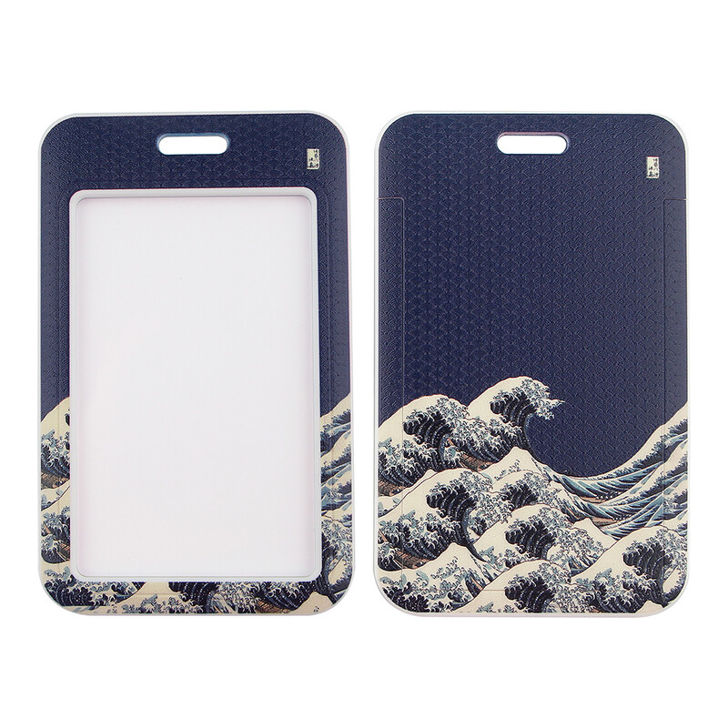 ER511 valuri albastre pictură cataramă șnur Suport card de credit ID geanta student călătorie banca autobuz carte de vizită capac insigna