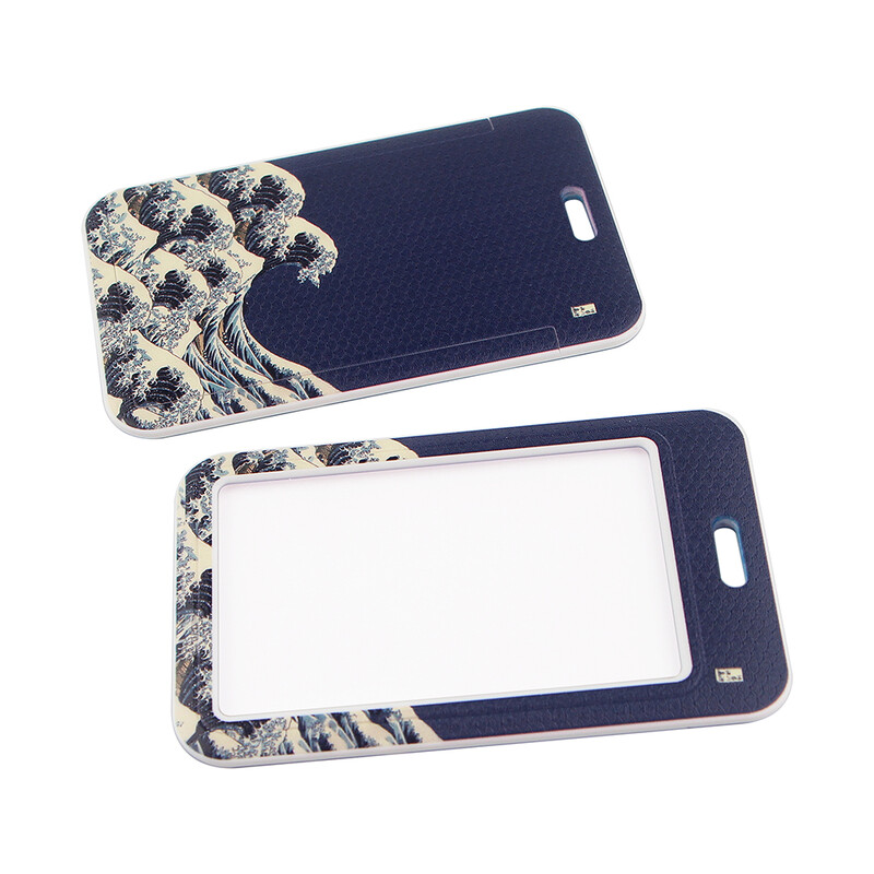 ER511 valuri albastre pictură cataramă șnur Suport card de credit ID geanta student călătorie banca autobuz carte de vizită capac insigna