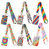 Rainbow Lucky Day Pink Uzica za remen za telefon u obliku srca, privjesak za USB ključeve, držač za bedž za osobnu iskaznicu, crtani konop za bedž za mobilni telefon LX1155