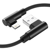 90-градусов USB кабел за iPhone 14 13 12 11 Pro Max X XR 6s 7 8 Plus 2m 3m Lead Мобилен телефон Кабел за бързо зареждане Кабел за зарядно устройство за данни