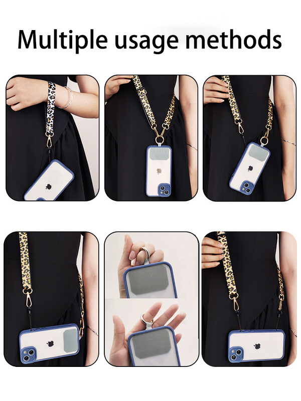 Uzica za mobilni telefon s leopardovim uzorkom uzicu za oko oko vrata, uzica za mobitel, lanac s univerzalnom brtvom za sve torbice za telefone