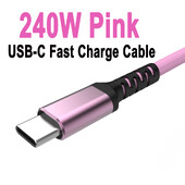 240W ružičasti kabel za brzo punjenje, kabel za punjenje tipa C za iPhone16, Samsung S24, PD3.1 5A kabel za brzo punjenje za Macbook i prijenosno računalo