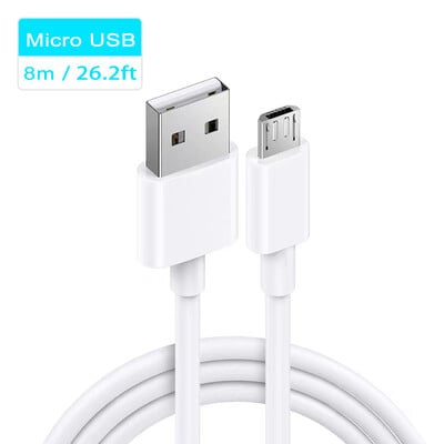 5m/8m/10m ypač ilgas USB tipo C įkrovimo laidas Greito įkrovimo kabelio duomenų kabelis, skirtas Samsung Xiaomi Huawei Android telefonui universalus