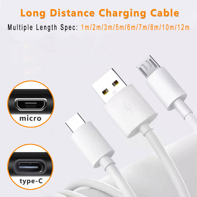 5m/8m/10m ypač ilgas USB tipo C įkrovimo laidas Greito įkrovimo kabelio duomenų kabelis, skirtas Samsung Xiaomi Huawei Android telefonui universalus