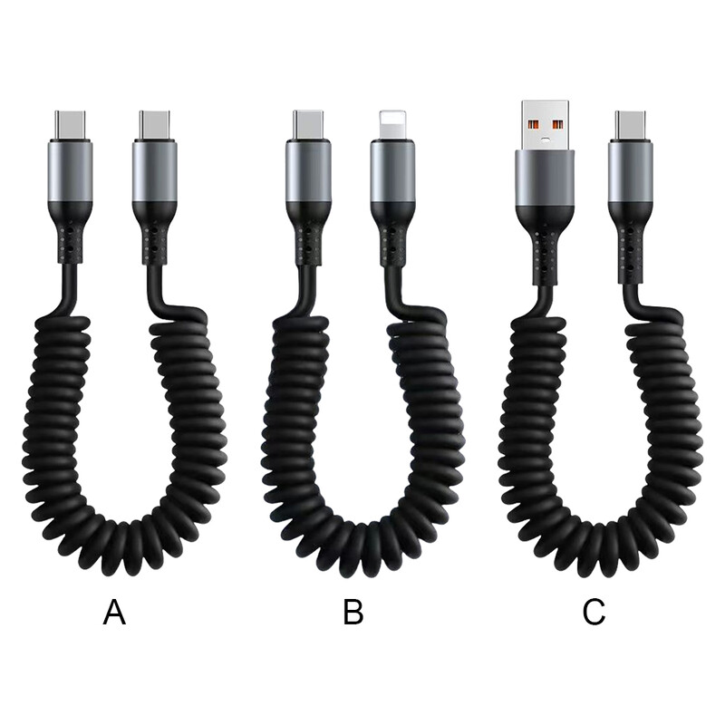 100/27/66W 6A teleskoopkiirlaadimisjuhe USB-tüüpi C kiirlaadimise andmejuhtme USB-autolaadija kaabel iPhone'i jaoks 15 14 13 12