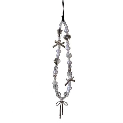 Корейски Y2K сладко цвете, сърце, лък, мъниста, верижка за телефон, талисман, шнур за iPhone 16 15, универсални аксесоари на Samsung, бижута, висулка