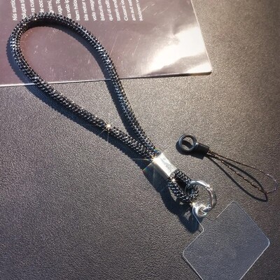 Glitter Flashy Rhinestone Cell Phone Charm Lanyard за iPhone Diamond Crystal Phone Wring Carts Keychain Vising Anti-lost Rop