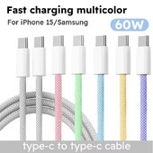 60W USB tip C na USB C kabel za Samsung Galaxy S24 za iPhone 15 16 Macbook Xiaomi PD punjač za brzo punjenje 5A brzi USB C