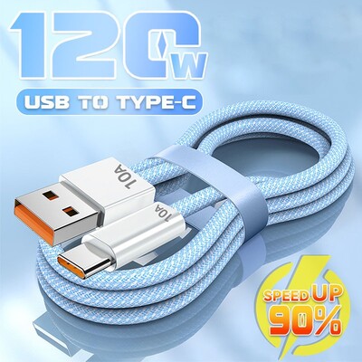 120 W Type-C szőtt adatkábel 0,25M-3M extra hosszú C típusú USB gyors adatkábel mobiltelefon kamerához VR Android iPhone univerzális