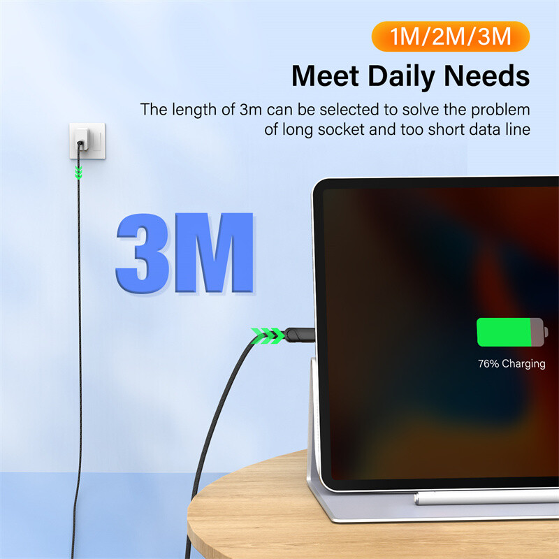 USB C kabel za iPhone 11 12 13 14 pro Max X XS XR 8 SE 27W kabel za brzo punjenje tipa C do osvjetljenja Datum žice za iPad Macbook 3m