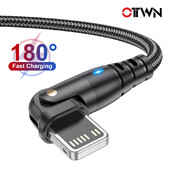 3A USB kabelis Greito įkrovimo duomenų laidas 180 pasukamas alkūninis laidas skirtas iPhone 14 Plus 13 Pro Max 12 11 Mini 8 7 6 XS X XR SE 0,5 m 1 m 2 m